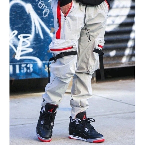 8 9 MFG Sz L Campaign Nylon Cargo Pants Streetwear Hook Loop Ankle Closure Urban - Picture 1 of 16